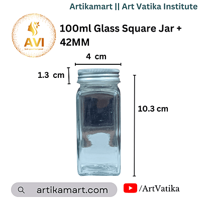 100ml Glass Square Jar + 42MM Aluminium Cap