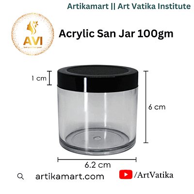 Acrylic San Jar + White Inner + BLACK Cap - 100g