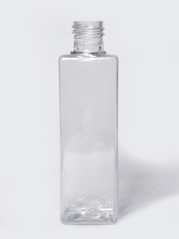 100ml SQUARE PET Bottle CLEAR - 20mm Neck