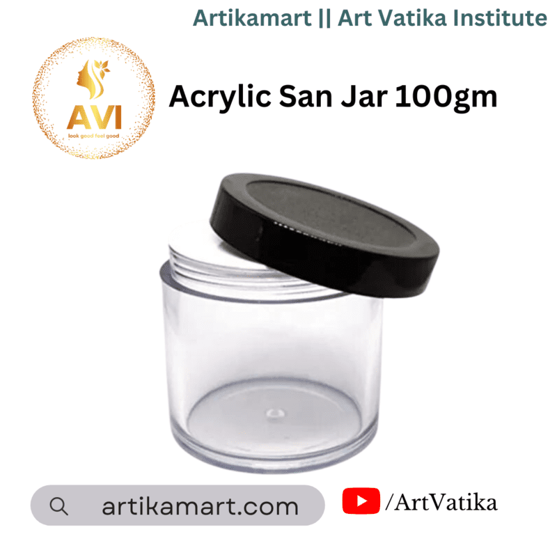 Acrylic San Jar + White Inner + BLACK Cap - 100g