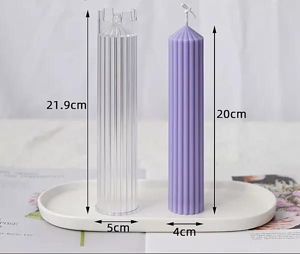 Polycarbonate Candle Striped Pillar - 20*4cm