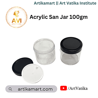 Acrylic San Jar + White Inner + BLACK Cap - 100g