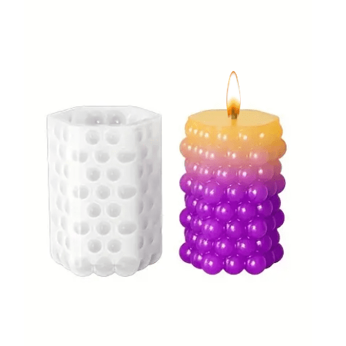 Silicon Mold Candle Pillar Hexagon Bubble - 105g