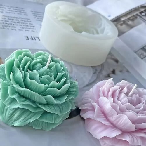 Silicon Mold Candle Peony Bloom Flower