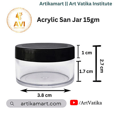 Acrylic San Jar + White Inner + BLACK Cap - 15g