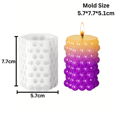 Silicon Mold Candle Pillar Hexagon Bubble - 105g