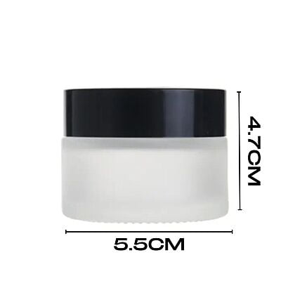 50ml Frosted NEW Glass Jar + Black Cap + White Seal