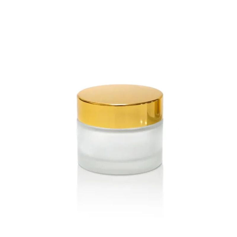 50ml Frosted NEW Glass Jar + GOLD Cap + White Seal