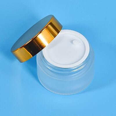 50ml Frosted NEW Glass Jar + GOLD Cap + White Seal