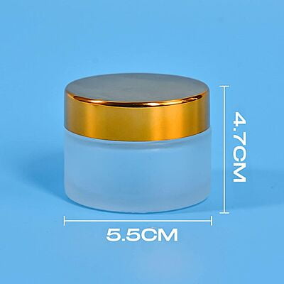 50ml Frosted NEW Glass Jar + GOLD Cap + White Seal