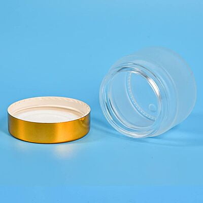 50ml Frosted NEW Glass Jar + GOLD Cap + White Seal