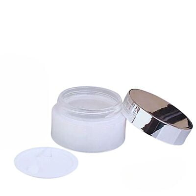 50ml Frosted NEW Glass Jar + SILVER Cap + White Seal