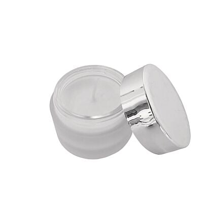 50ml Frosted NEW Glass Jar + SILVER Cap + White Seal