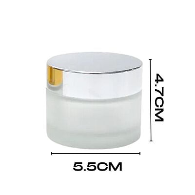 50ml Frosted NEW Glass Jar + SILVER Cap + White Seal