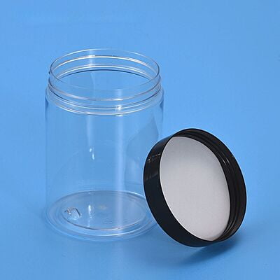 300 ml Round PET Jar + Plastic Black High Neck Cap