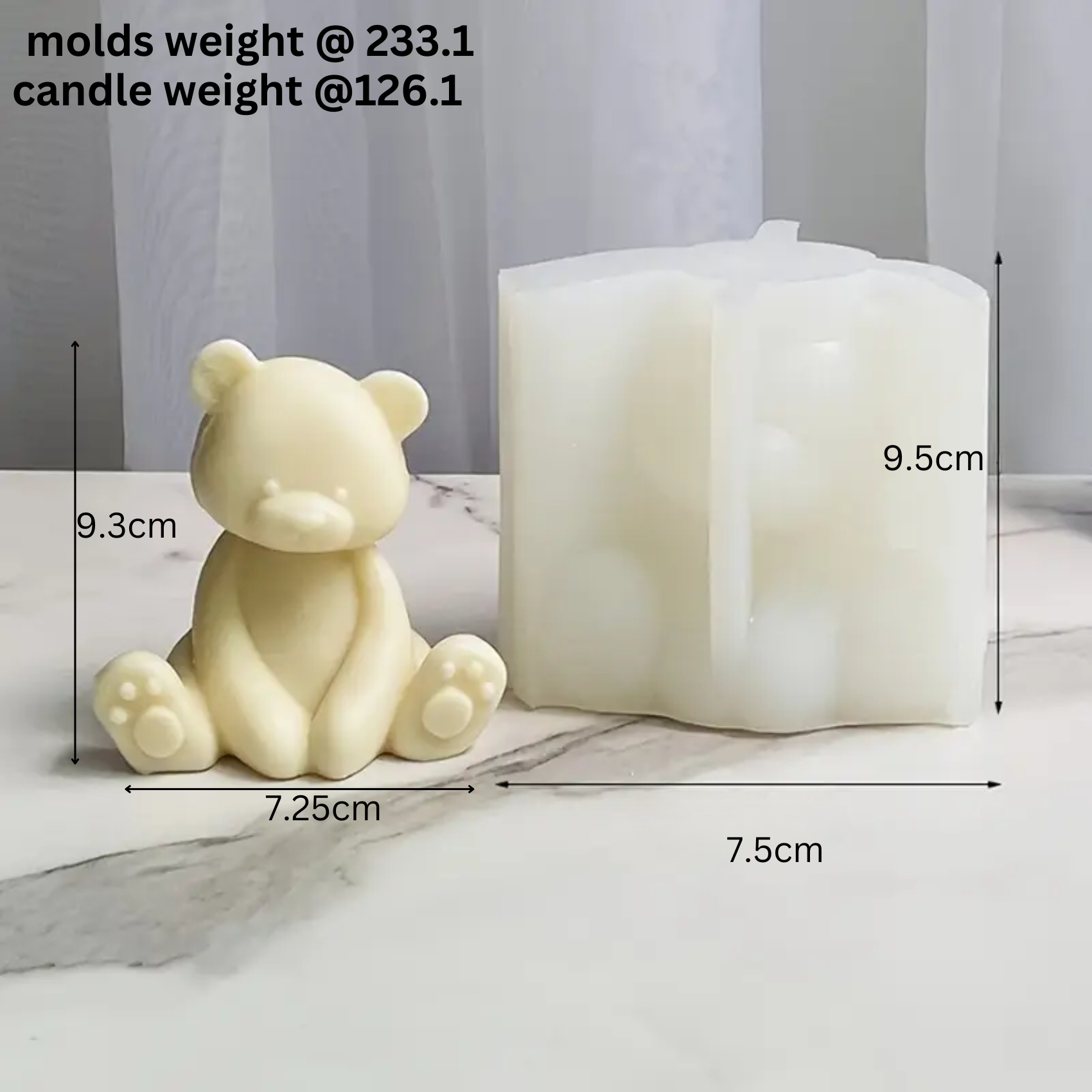 Silicon Mold Candle Teddy with Long Hands