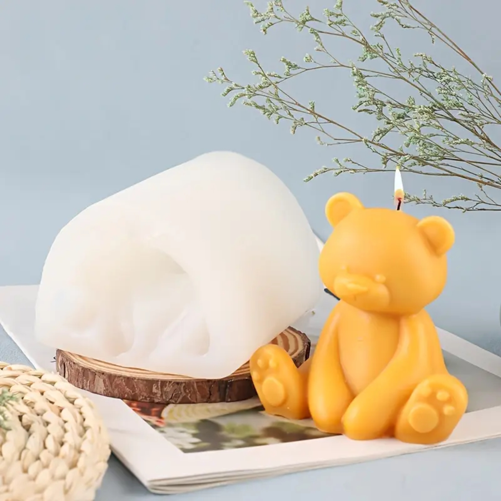 Silicon Mold Candle Teddy with Long Hands