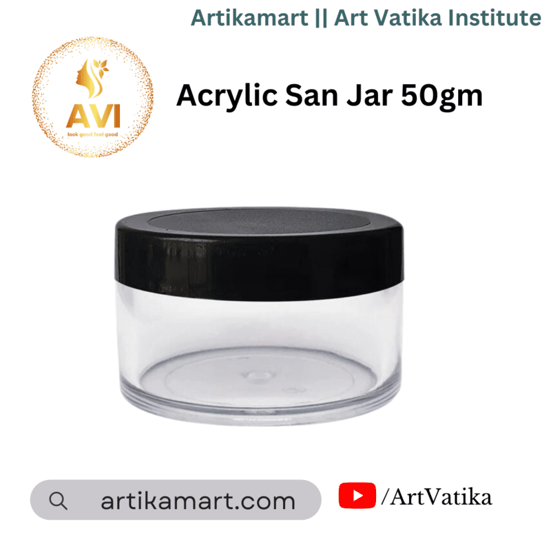 Acrylic San Jar + White Inner + BLACK Cap - 50g