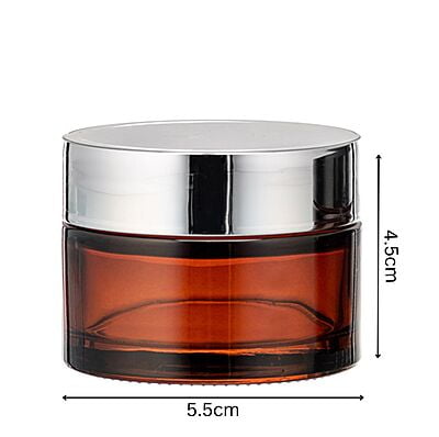 50ml Amber NEW Glass Jar + SILVER Cap + White Seal