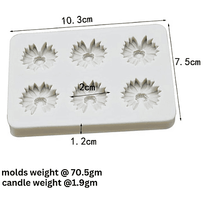 Silicon Mold Candle Daisy Flower 6 Cavity