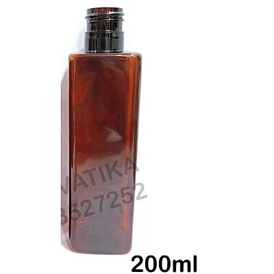 200ml SQUARE PET Bottle AMBER - 24mm Neck