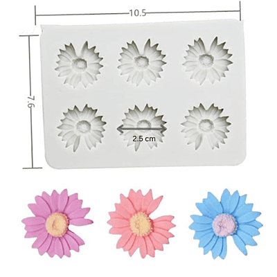 Silicon Mold Candle Daisy Flower 6 Cavity