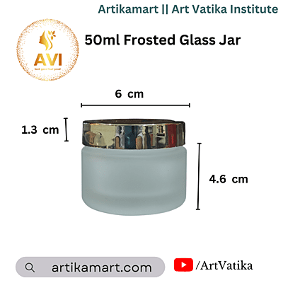 Glass Container 50ml Frosted Jar + GOLD Cap + White Seal