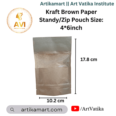 Kraft Brown Paper Standy/Zip Pouch Size: 4*6inch