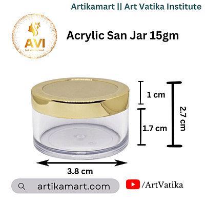 Acrylic San Jar + White Inner + GOLDEN Cap  - 15g