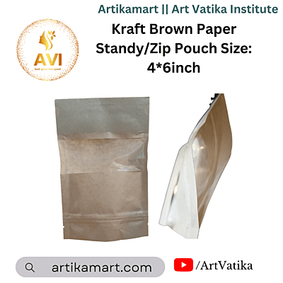 Kraft Brown Paper Standy/Zip Pouch Size: 4*6inch