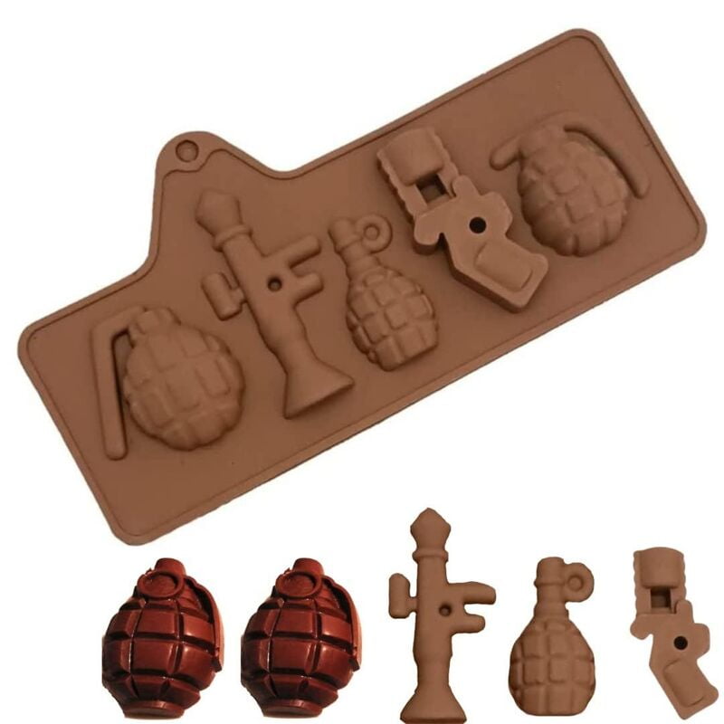 Silicon Mold Diwali Grenade & Gun - 6 Cavity