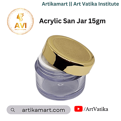 Acrylic San Jar + White Inner + GOLDEN Cap  - 15g