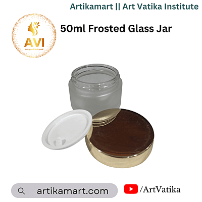 Glass Container 50ml Frosted Jar + GOLD Cap + White Seal