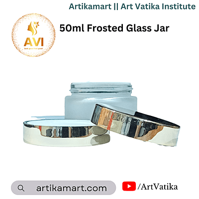 Glass Container 50ml Frosted Jar + GOLD Cap + White Seal