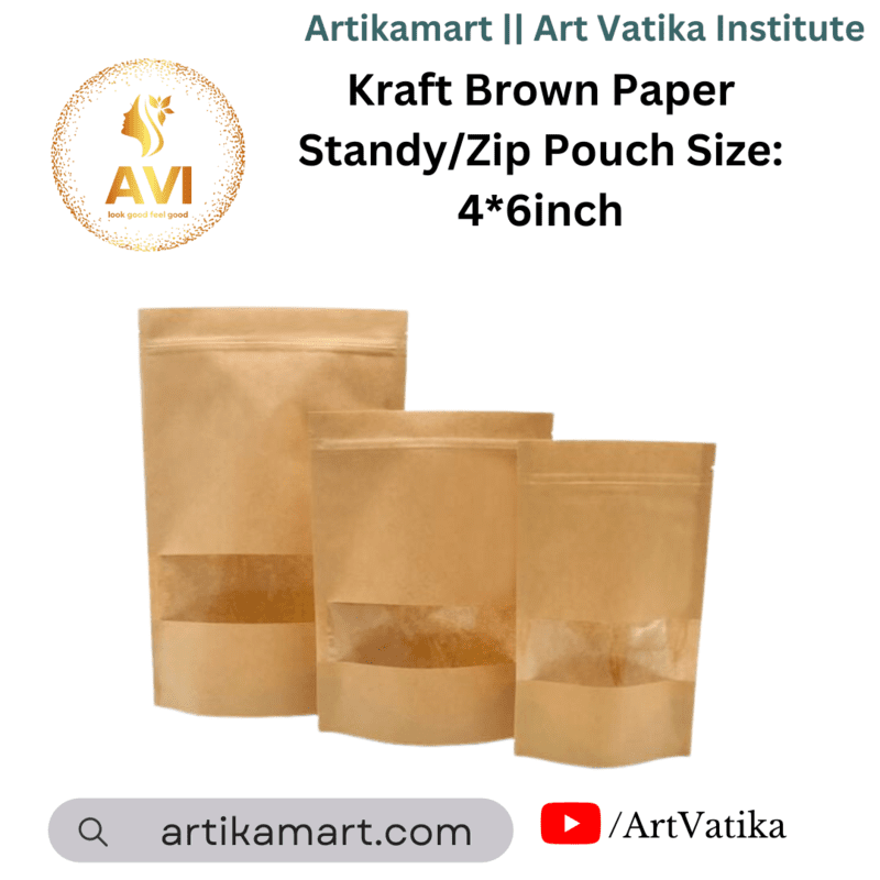 Kraft Paper Pouch with Zip Lock Moisture Resistant Packaging artikamart