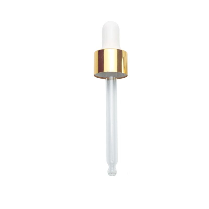 SERUM DROPPER Cap Golden White Glass 18mm NECK