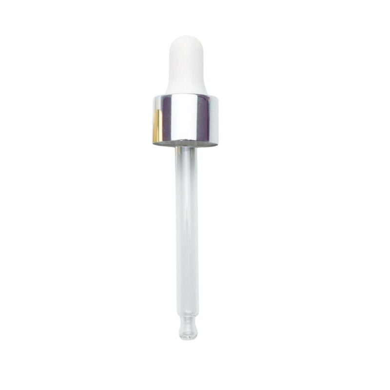 SERUM DROPPER Cap Silver White  Glass 18mm NECK