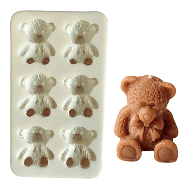 Silicon Mold Candle Mini Teddy 6 Cavity