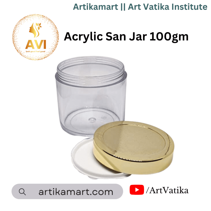 Acrylic San Jar + White Inner + GOLDEN Cap - 100g