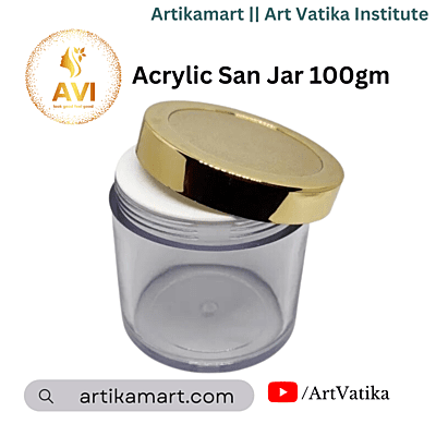 Acrylic San Jar + White Inner + GOLDEN Cap - 100g