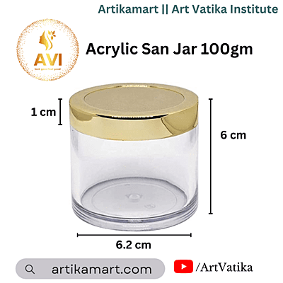 Acrylic San Jar + White Inner + GOLDEN Cap - 100g