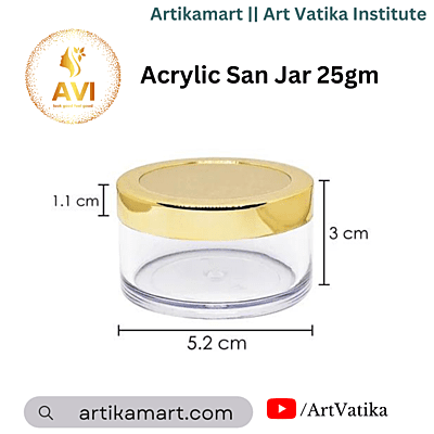 Acrylic San Jar + White Inner + GOLDEN Cap - 25g