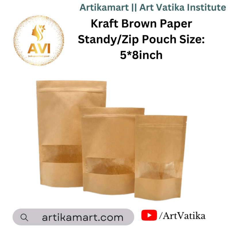 Kraft Brown Paper Standy/Zip Pouch Size: 5*8inch