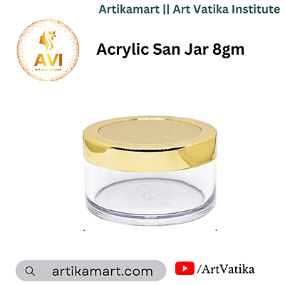 Acrylic San Jar + White Inner + GOLDEN Cap - 8g