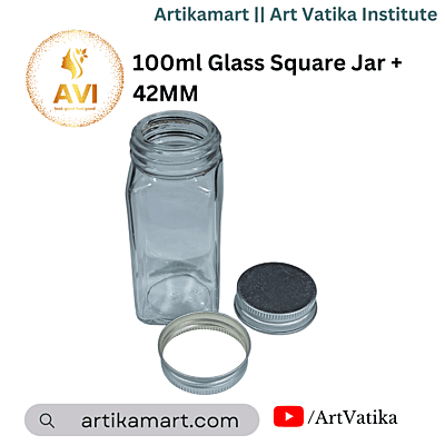 100ml Glass Square Jar + 42MM Aluminium Cap