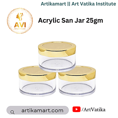 Acrylic San Jar + White Inner + GOLDEN Cap - 25g