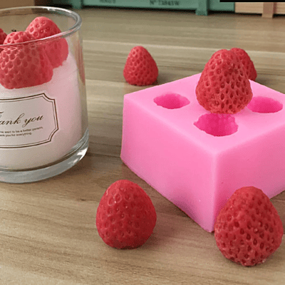 Silicon Mold Candle Strawberry 4 Cavity