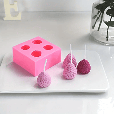 Silicon Mold Candle Strawberry 4 Cavity