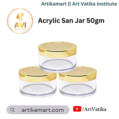 Acrylic San Jar + White Inner + GOLDEN Cap - 50g