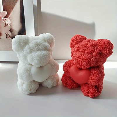 Silicon Mold Candle Teddy Rose Heart